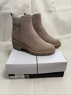 Dolce Vita Huey Taupe Suede Lug Sole Ankle Booties